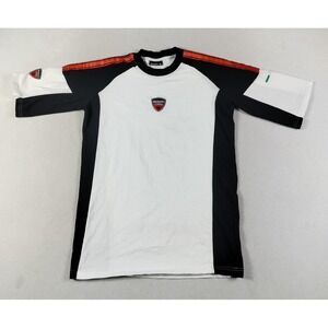 Ducati Corse Shirt Mens Large White Black Racing Motorcycle Colorblock Logo Tee